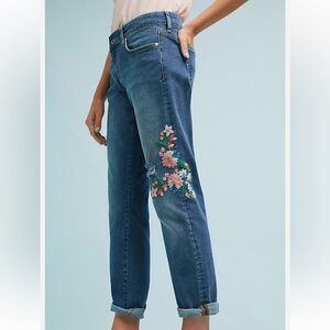 Jeans Straight Leg With Flowers Embroidery